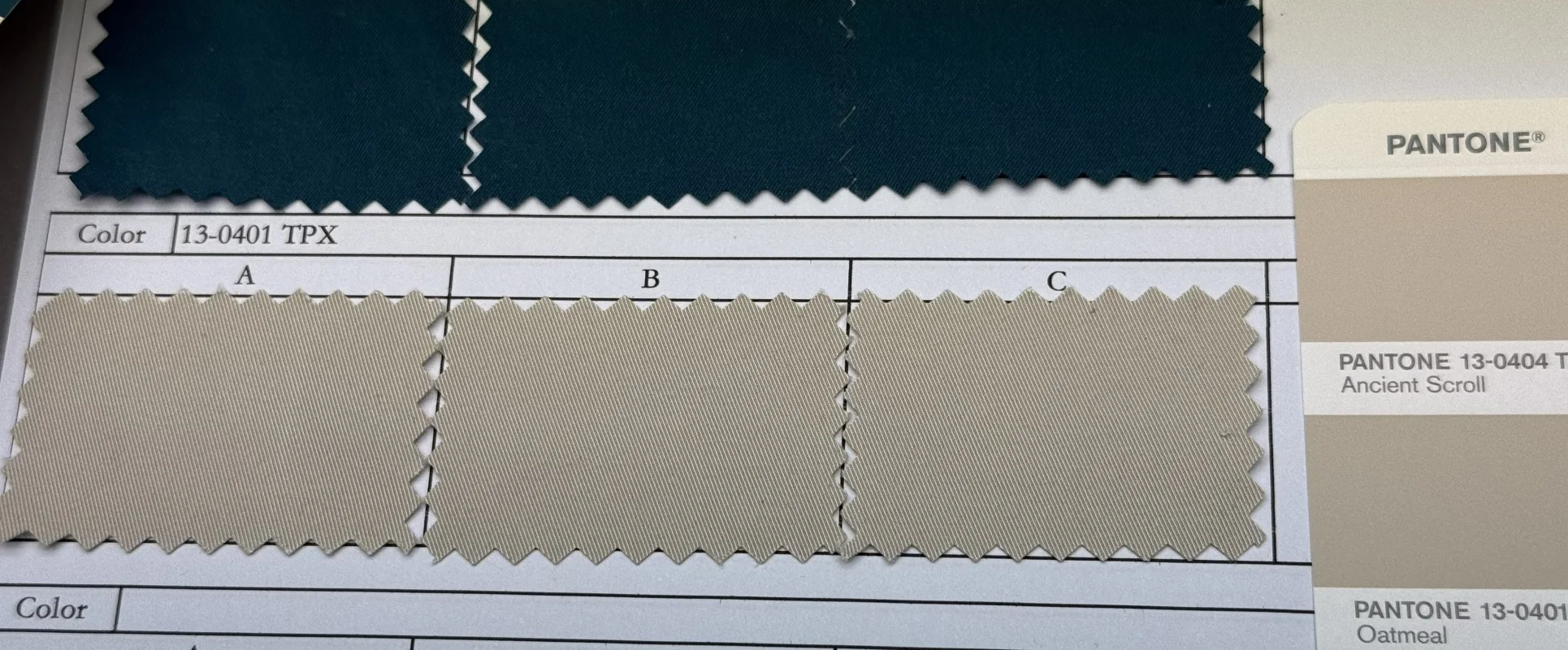Waterproof fabric specification sheet showing hydrostatic head, MVTR, RET, face fabric, membrane and DWR requirements